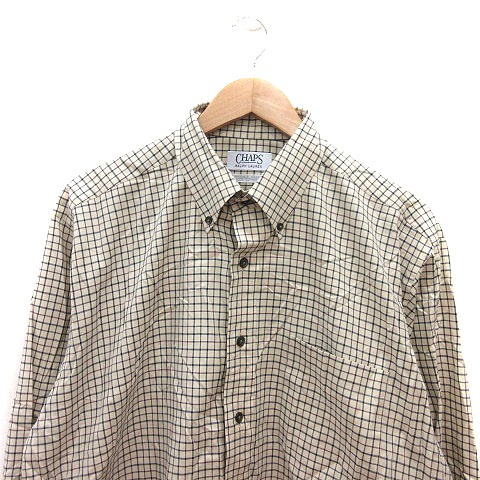 チャップス CHAPS ボタンダウンシャツ 格子柄 長袖 白 アイボリー 紺 ネイビー 赤 レッド /MS メンズ