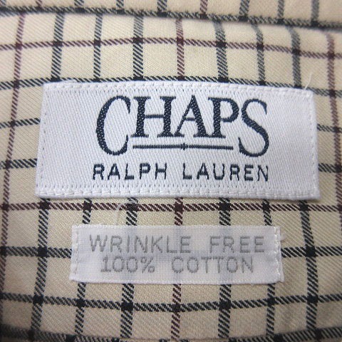 チャップス CHAPS ボタンダウンシャツ 格子柄 長袖 白 アイボリー 紺 ネイビー 赤 レッド /MS メンズ