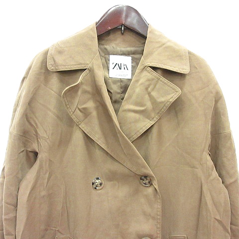 ザラ ZARA チェスターコート 総裏地 ダブル XS ベージュ /MN レディース