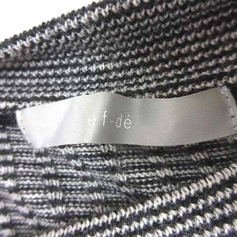 エフデ ef-de ニット カットソー ハイネック ボーダー 長袖 ウール 9 M 黒 ブラック 白 ホワイト /YK レディース