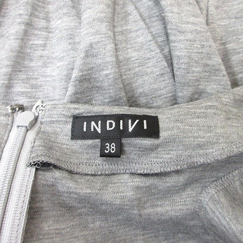インディヴィ INDIVI ワンピース ひざ丈 半袖 38 M グレー /YI レディース