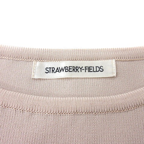 ストロベリーフィールズ STRAWBERRY-FIELDS ワンピース ひざ丈 千鳥格子 長袖 ベージュ /MN レディース