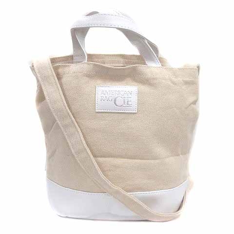 アメリカンラグシー AMERICAN RAG CIE ショルダーバッグ ハンド 2way キャンバス フェイクレザー アイボリー 白 ホワイト /YK ●RY レディース