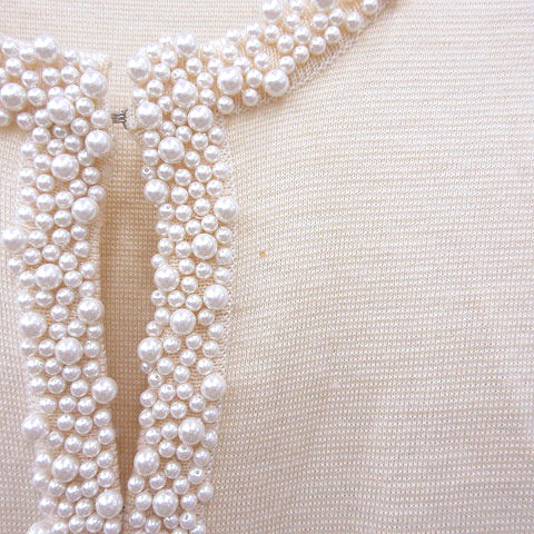 アナイ ANAYI カーディガン ニット パールビーズ 38 M 白 アイボリー