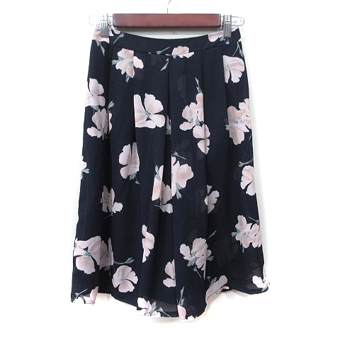 ミッシュマッシュ MISCH MASCH ガウチョパンツ シフォン 花柄 M 紺 