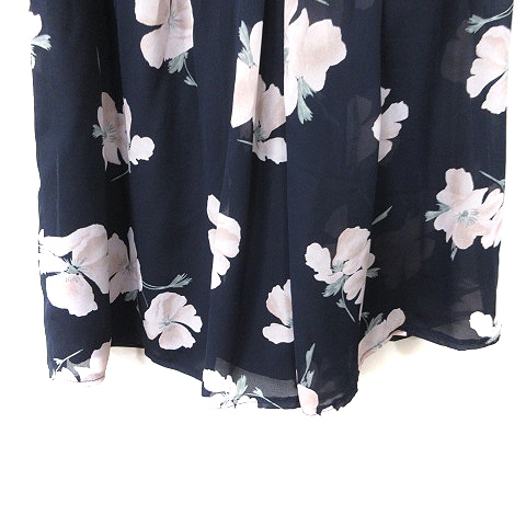 ミッシュマッシュ MISCH MASCH ガウチョパンツ シフォン 花柄 M 紺 