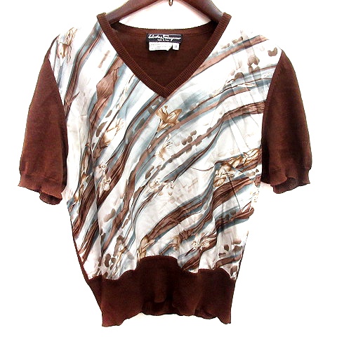 Salvatore Ferragamo フェラガモ ニットTシャツ シルク総柄M Salvatore Ferragamo フェラガモ ニットTシャツ シルク総柄M 楽天市場