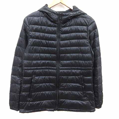 ユニクロ UNIQLO ダウンジャケット ジップアップ フード M 黒 ブラック 