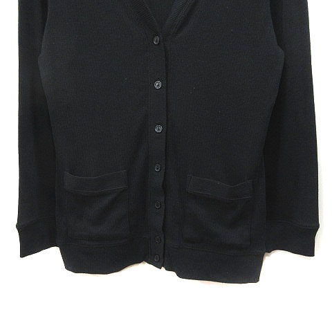 ユニクロ UNIQLO カーディガン ニット リブ 長袖 L 黒 ブラック