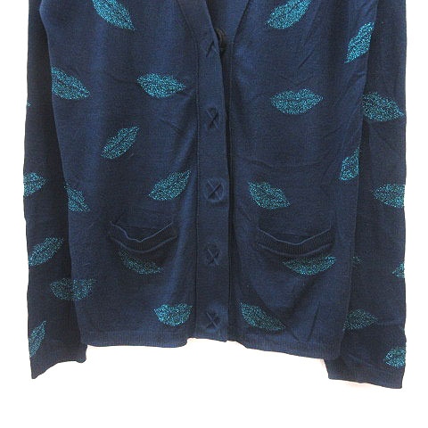 ゾーアンドネマ　ニットカーディガン ゾー&ネマ Zhor&Nema カーディガン ニット 絹 シルク 刺繍 長袖 S 紺