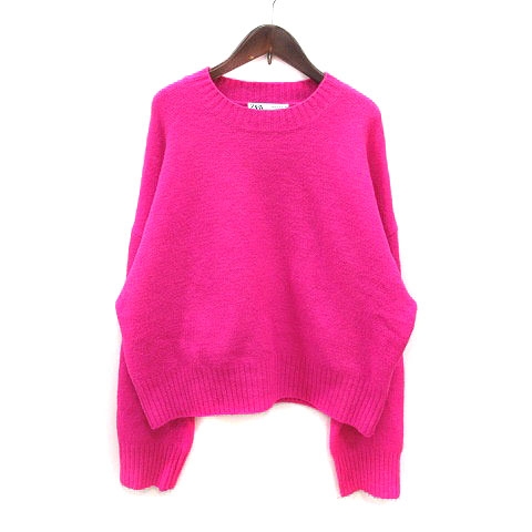 ザラ ZARA ニット セーター 長袖 M 蛍光ピンク ネオンピンク /MS