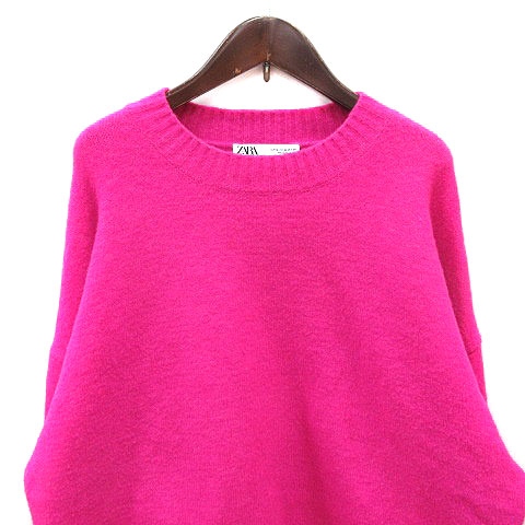 ザラ ZARA ニット セーター 長袖 M 蛍光ピンク ネオンピンク /MS