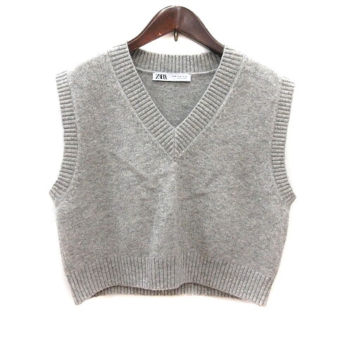 ザラ ZARA ニットベスト プルオーバー M グレー /MS レディース 195
