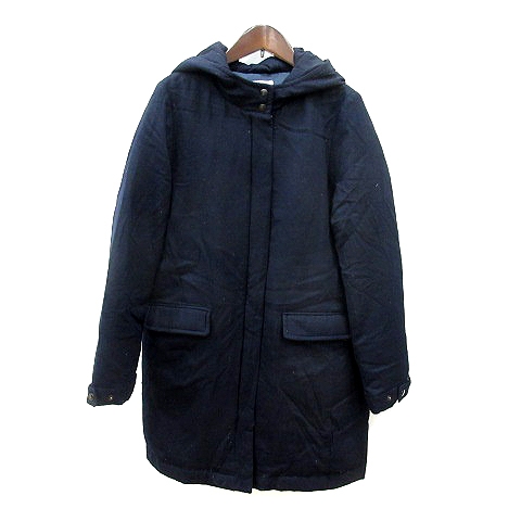 イエナ IENA ダウンコート フード ウール 38 M 紺 ネイビー /MN レディース
