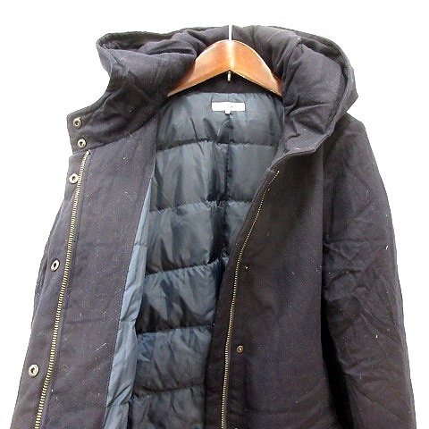 イエナ IENA ダウンコート フード ウール 38 M 紺 ネイビー /MN レディース