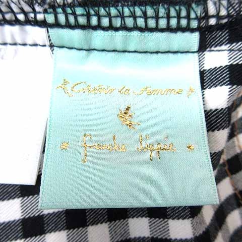 シェリーラファム Cherir la femme フランシュリッペ franche lippee 台形スカート ミニ ギンガムチェック S 黒 ブラック 白 ホワイト /YK レディース