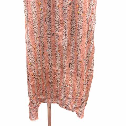 シェリーラファム Cherir la femme ワンピース ひざ丈 Uネック レース ストライプ ノースリーブ M 茶 ブラウン /YK レディース