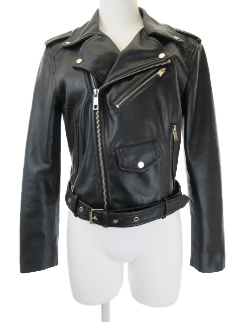 新品 ZARA ザラ エコレザー ライダースジャケット/合皮 黒S ZARA ザラ エコレザー ライダースジャケット フェイク ZARA ジャケット ライダース