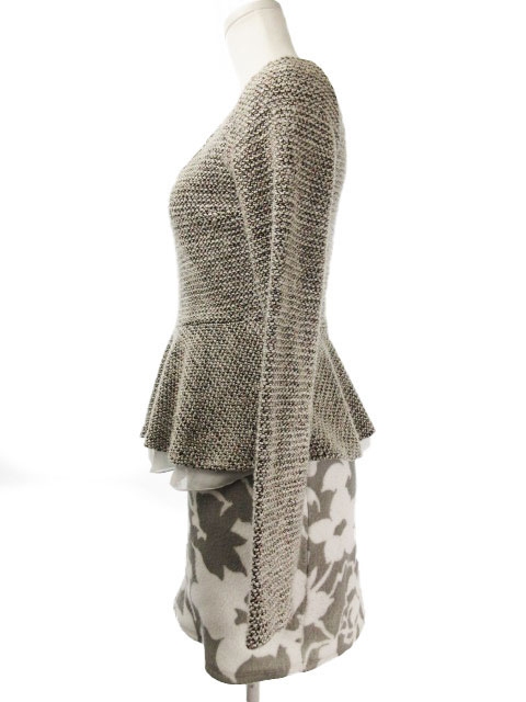 リエンダ Rienda ワンピース ミニ タイト 長袖 ドッキング 花柄 S グレー Ki14 レディース 198 ベクトルパーク