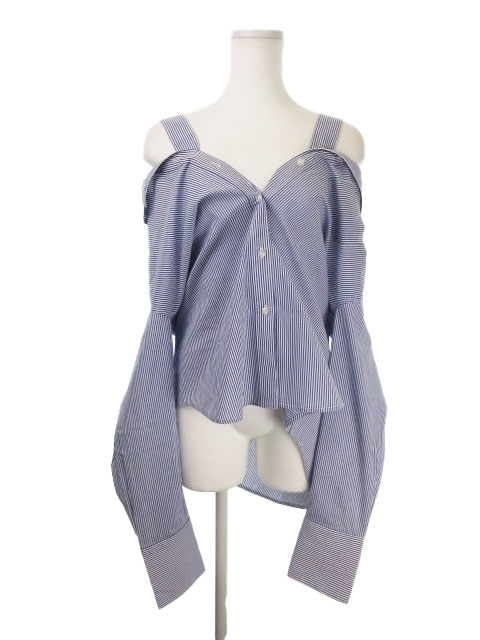 ローズバッド Rose Bud シャツ 長袖 3way オフショルダー キャミソール ストライプ F 青 ブルー Ki2 レディース 198 ベクトルパーク