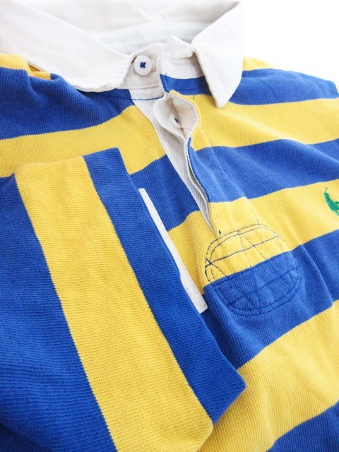 Polo Ralph Lauren M ポロシャツ 青黄色ストライプ ポロ バイ ラルフローレン Polo by Ralph Lauren ポロシャツ
