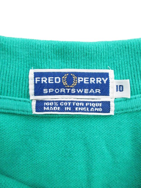 Fred Perry グリーン ポロシャツ 半袖　サイズ10 フレッドペリー FRED PERRY 【正規品】フレッドペリー FRED