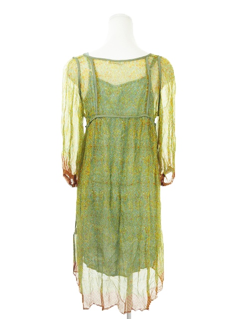 ビュルデサボン Bulle De Savon ワンピース ひざ丈 五分袖 ブラウス インナー セット ゆったり 花柄 ドット 総柄 F 黄 イエロー Ah3 レディース 198 ベクトルパーク