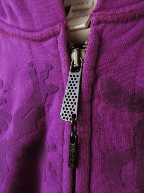 ディーゼル DIESEL パーカー フルジップ 長袖 裏起毛 プリント ロゴ L  