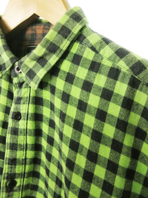 ステューシー STUSSY シャツ 半袖 チェック L 緑 グリーン 黄緑