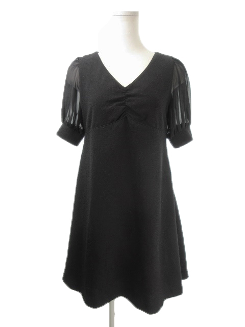 シュープリームララ Supreme La La Supreme Lala ワンピース ミニ フレア Vネック 半袖 M 黒 ブラック Ao3 レディース 198 ベクトルパーク