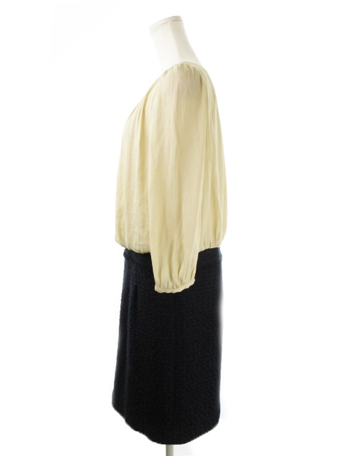 イネド Ined ワンピース ミニ 七分袖 ドッキング ツイード フォーマル 11 ベージュ Ck10 レディース 198 ベクトルパーク