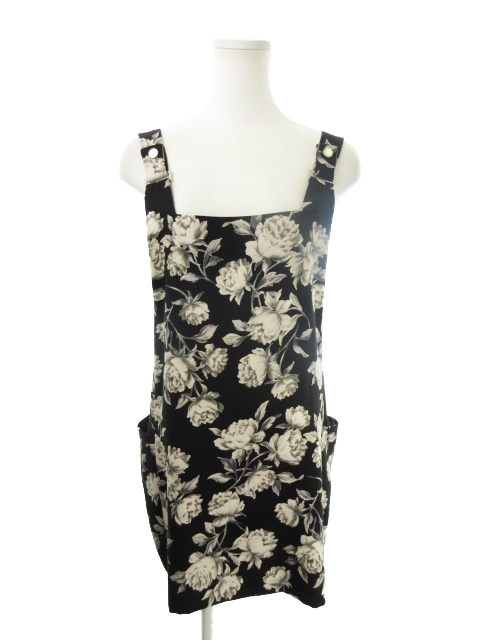 スナイデル Snidel ジャンパースカート サロペット ミニ 花柄 F 黒 ブラック Ki13 レディース 198 ベクトルパーク