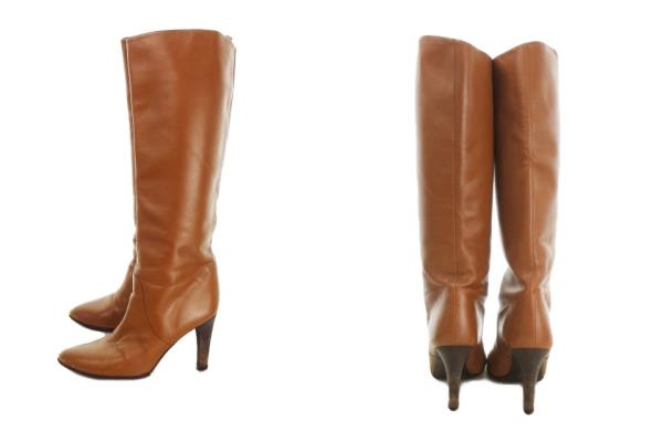 ダイアナ DIANA ブーツ ロング ハイヒール レザー 22.5 茶 ブラウン 