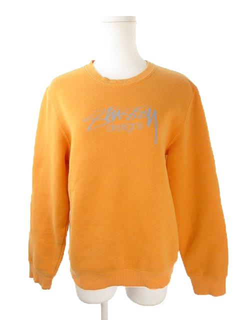 ステューシー Stussy トレーナー スウェット クルーネック 長袖 裏起毛 ロゴ プリント S オレンジ Ah6 レディース 198 ベクトルパーク
