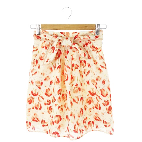 プライドグライド Prideglide スカート ミニ フレア ウエストゴム チューリップ 花柄 36 赤 レッド Ah4 レディース 198 ベクトルパーク