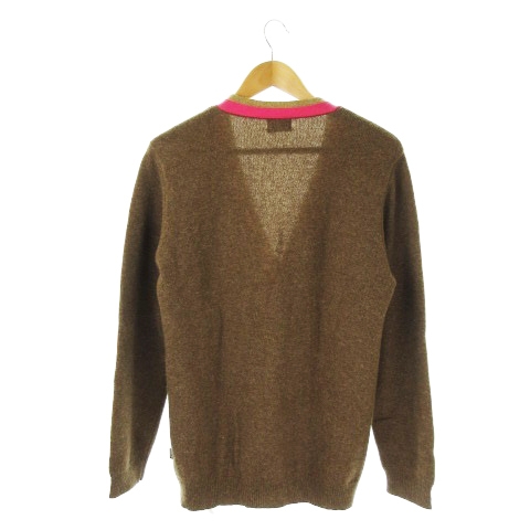 ステューシー STUSSY カーディガン ニット Vネック 長袖 ウール L 茶 