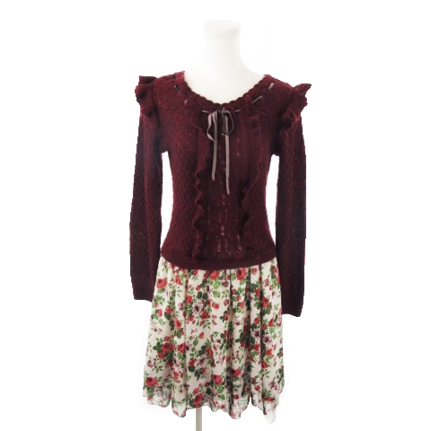 アクシーズファム axes femme ワンピース ひざ丈 ニット ラウンド  