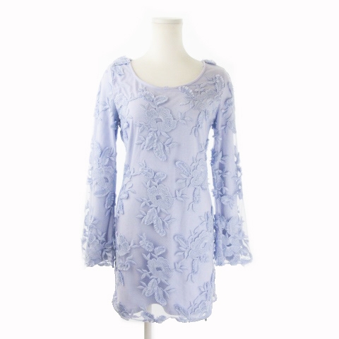 未使用品 リエンダ Rienda ワンピース ミニ 長袖 総レース S 青 ブルー Ck7 レディース 198 ベクトルパーク