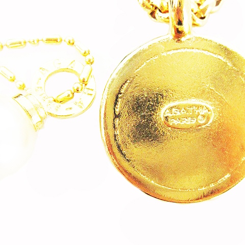 【AGATHA】アガタ　パール装飾　ネックレス　アクセサリー　定価88000円 アガタ AGATHA ネックレス ペンダント 犬モチーフ フェイク