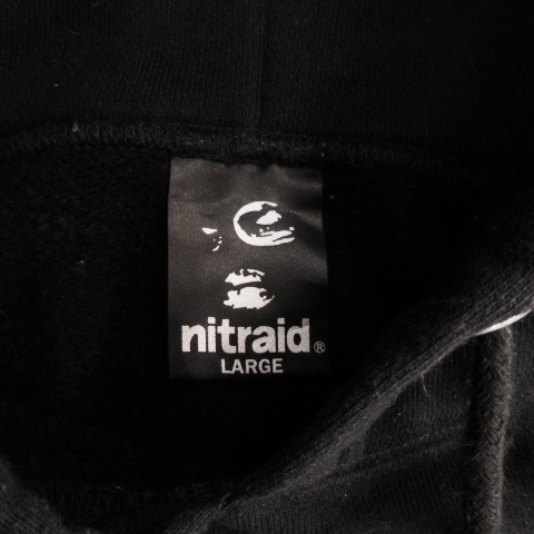 nitraid ブラック L フード付きパーカー ナイトレイド NITRAID パーカー プルオーバー 長袖 プリント L