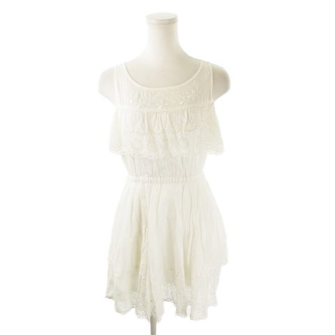 ダズリン Dazzlin ワンピース ミニ ノースリーブ レース 刺繍 リボン S 白 ホワイト Yh18 レディース 198 ベクトルパーク