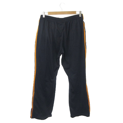adidas ブラック オレンジ ジャージパンツ adidas】古着ブラック(黒)オレンジライントレフォイルマーク