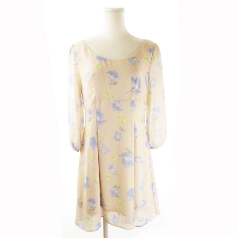 プロポーション ボディドレッシング Proportion Body Dressing ワンピース ミニ 七分袖 ハイウエスト 花柄 3 ピンク Ck8 レディース 198 ベクトルパーク