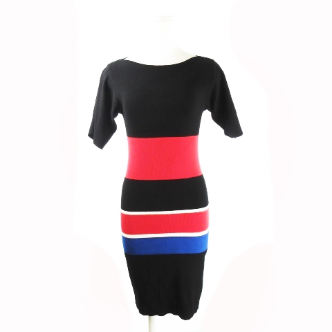 バナナリパブリック Banana Republic ワンピース ニット ミニ 半袖 ボーダー Xs 黒 ブラック Ck14 レディース 198 ベクトルパーク