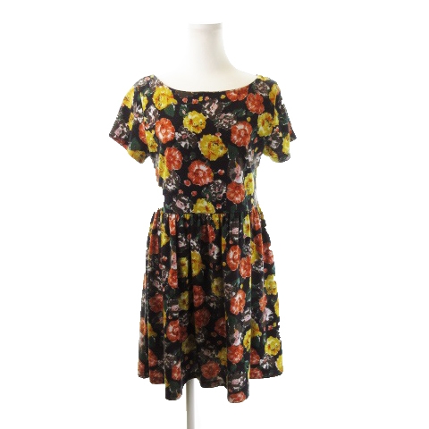 レイビームス Ray Beams ワンピース ミニ ボートネック 半袖 花柄 総柄 1 紺 ネイビー Yh1 レディース 198 ベクトルパーク