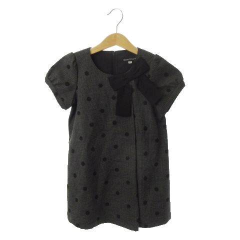 ベベ bebe ワンピース ミニ ラウンドネック 半袖 リボン 千鳥格子  