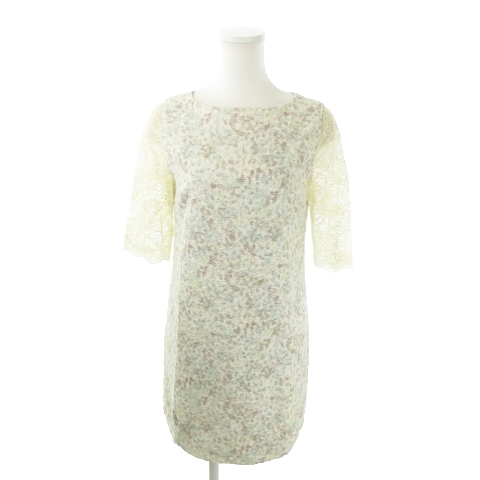 リミットレスラグジュアリー Limitless Luxury ワンピース ミニ 七分袖 レース 総柄 36 白 ホワイト Mn10 レディース 198 ベクトルパーク