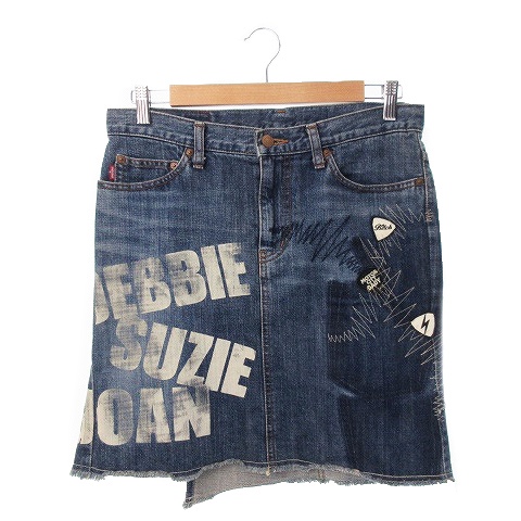 ヒステリックグラマー HYSTERIC GLAMOUR KINIKY JEANS スカート タイト ミニ デニム ダメージ加工 刺繍 ワッペン 変形  M 青 ブルー /AH2 ☆ レディース 198-901912160088 | ベクトルパーク ヒステリックグラマー ダメージ加工 デニム ミニスカート