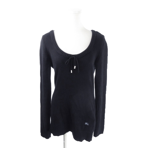 バーバリーブルーレーベル Burberry Blue Label ワンピース ニット ミニ オーバル 長袖 リボン 38 黒 ブラック Mn13 レディース 198 ベクトルパーク