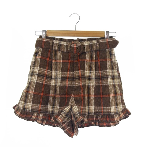 ワンアフター アナザー ナイスクラップ One After Another Nice Claup パンツ ショート フリル ベルト チェック F 茶 ブラウン Ao8 レディース 198 ベクトルパーク